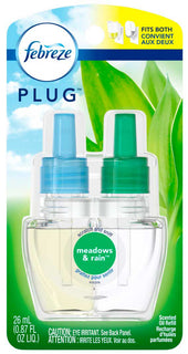Febreze Plug in Meadows and Rain Scent Oil Air Freshener Refill, 0.87 Fluid Ounce -- 6 per case.