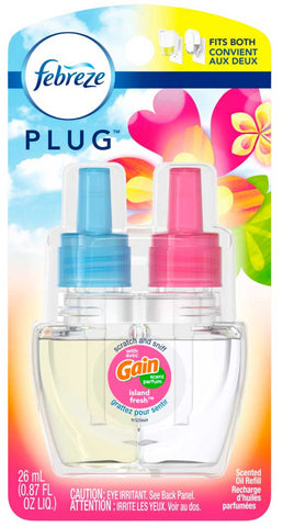 Febreze Gain Island Fresh Plug in Air Freshener Refill, 0.87 Fluid Ounce -- 6 per case.