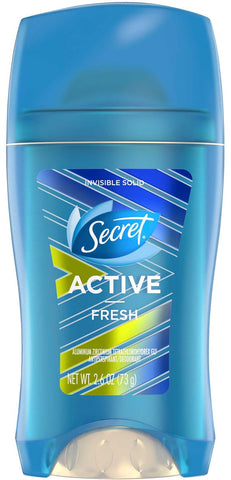 Secret Active Fresh Invisible Solid Antiperspirant and Deodorant, 2.6 Ounce -- 12 per case.