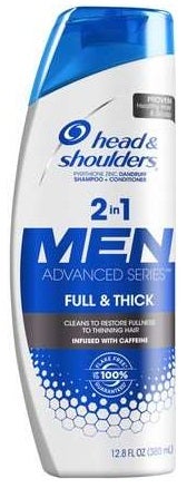 Head and Shoulders Men Full and Thick 2-in-1 Shampoo and Conditioner, 12.8 Fluid Ounce -- 6 per case