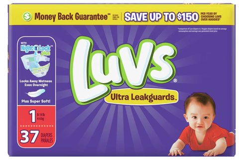 Luvs Size 1 Leak Protection Diaper - 37 count per pack -- 4 packs per case