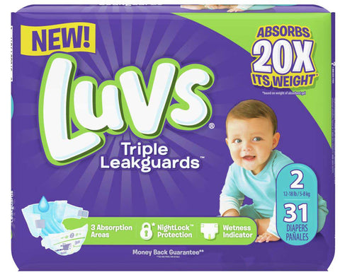 Luvs Size 2 Leak Protection Diaper - 31 count per pack -- 4 packs per case