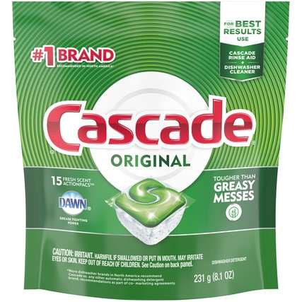 Cascade Powder Fresh Scent Actionpacs Dishwashing Liquid, 8.1 Ounce -- 5 per case