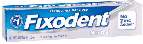 Fixodent Neutral Denture Adhesive Cream, 2.4 Ounce -- 24 per case.