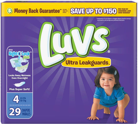 Luvs Jumbo Pack Size 4 Diaper, 29 count per pack -- 4 per case.