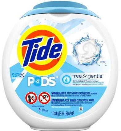 Tide Free and Gentle Liquid Pods, 71 Ounce Containers -- 4 per case