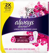 Always Discreet Very Light Long Incontinence Liner -- 2 per case.