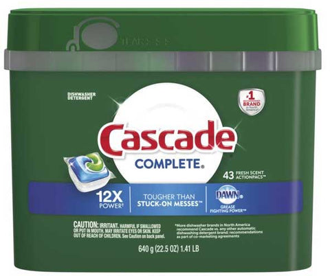 Cascade Complete Action Pacs Liquid and Powder Dishwasher Detergent, 1.41 Pound Pouch -- 6 per case.