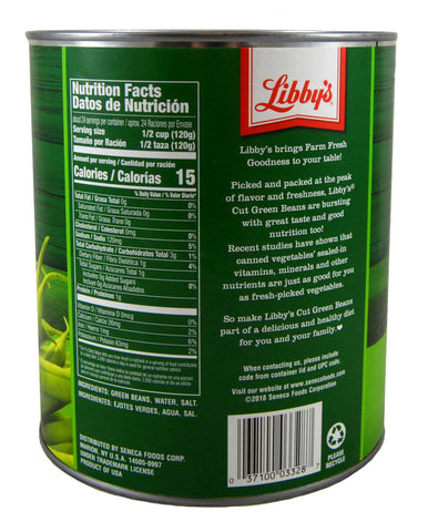 Libby Low Sodium Mixed Sieve Cut Green Beans, 101 Ounce -- 6 per case