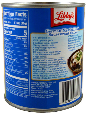 Libby Shredded Sauerkraut, 27 Ounce Can -- 12 per case