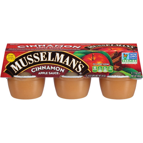 Knouse Foods Musselmans Sweetened Cinnamon Apple Sauce, 6 per pack -- 12 packs per case.