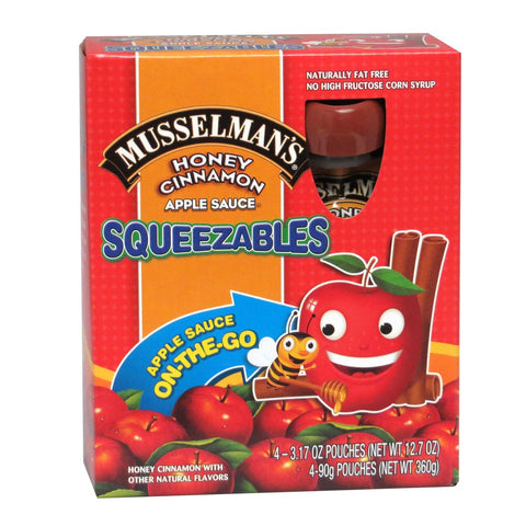 Musselmans Squeezables Honey Cinnamon Apple Sauce, 3.17 Ounce - 4 per pack -- 6 packs per case.