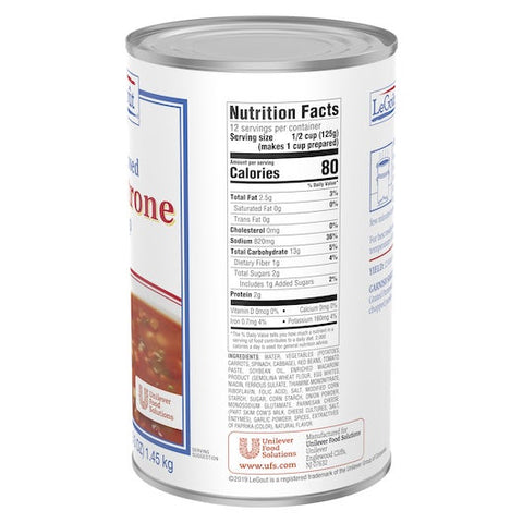 LeGout Minestrone Condensed Canned Soup, 51 ounce -- 12 per case