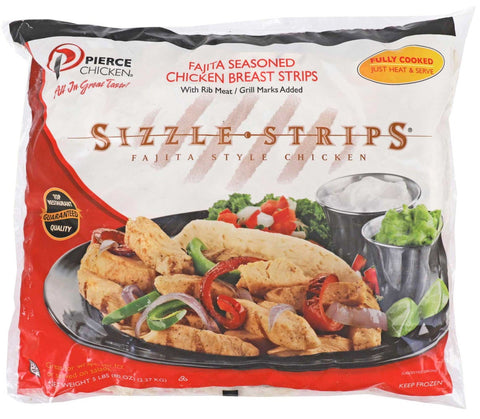 Pierce Chicken Sizzle Strips Fajita Seasoned Chicken Breast Strips, 5 Pound -- 2 per case