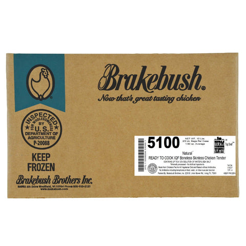 BreakBush Natural 1.9 Ounce Boneless Skinless Raw Chicken Tenderloin, 5 Pound -- 2 per case.