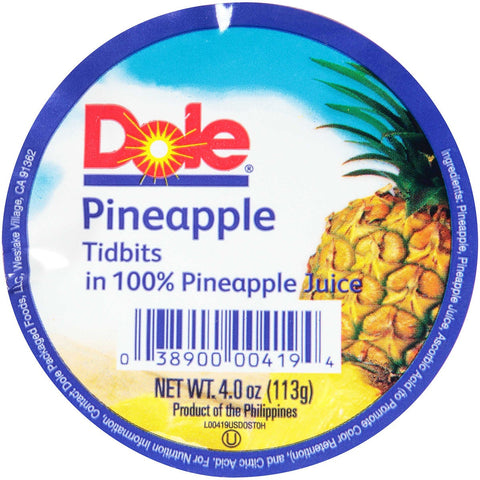 Dole Pineapple Tidbits in 100% Juice, 4 Ounce -- 36 per case