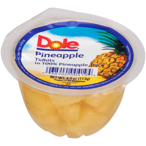 Dole Pineapple Tidbits in 100% Juice, 4 Ounce -- 36 per case