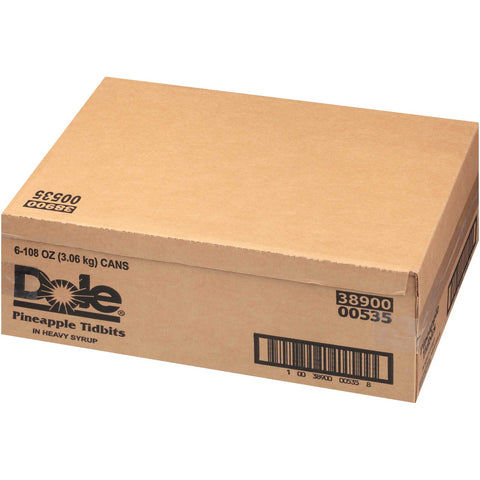 Dole Pineapple Tidbits Fancy In Heavy Syrup, 106 Ounce -- 6 per case.