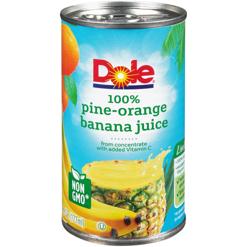 Dole Unsweetened Pineapple Orange Banana Juice, 6 Fluid Ounce -- 48 per case