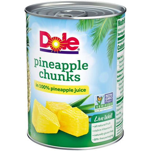 Dole Pineapple Chunks in Juice, 20 Ounce -- 12 per case.