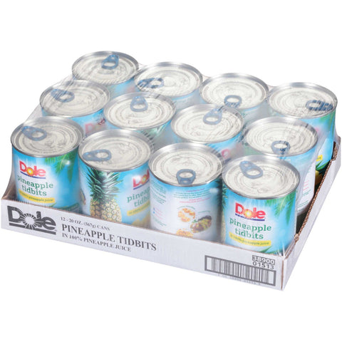 Dole Pineapple Tidbits in Juice, 20 Ounce -- 12 per case.