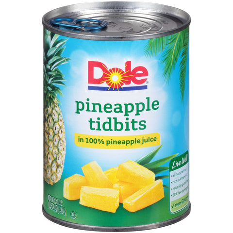 Dole Pineapple Tidbits in Juice, 20 Ounce -- 12 per case.