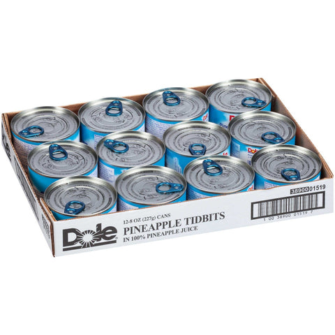 Dole Pineapple Tidbits in Juice, 8 Ounce -- 12 per case.