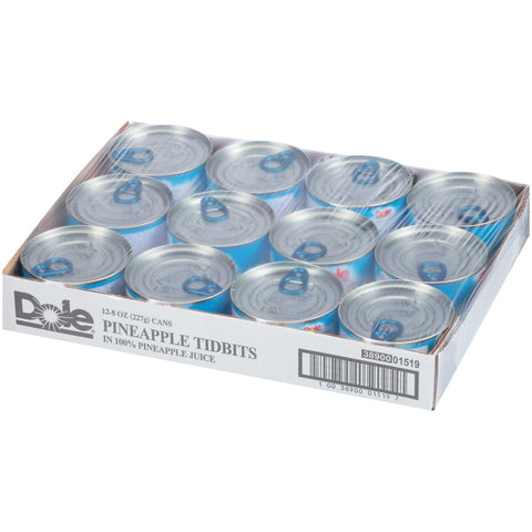 Dole Pineapple Tidbits in Juice, 8 Ounce -- 12 per case.