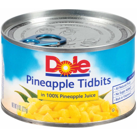 Dole Pineapple Tidbits in Juice, 8 Ounce -- 12 per case.