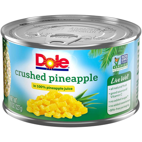 Dole Crushed Pineapple In Juice, 8 Ounce -- 12 per case.
