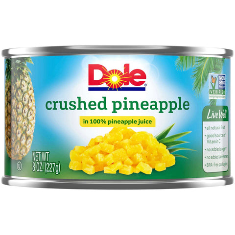 Dole Crushed Pineapple In Juice, 8 Ounce -- 12 per case.