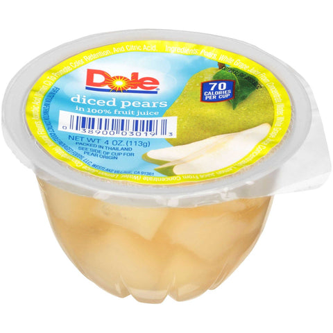 Dole Diced Pear In 100% Juice, 4 Ounce Cups -- 36 per case