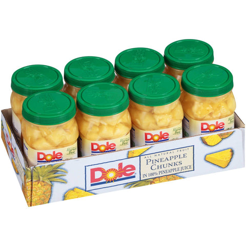 Dole Pineapple Chunk in Juice, 23.5 Ounce Jar -- 8 per case.
