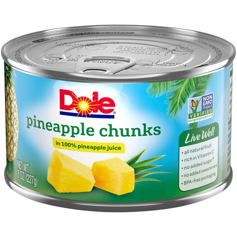 Dole Pineapple Chunks In Juice -- 12 per case.