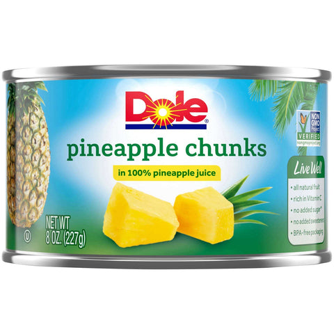 Dole Pineapple Chunks In Juice -- 12 per case.