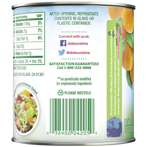 Dole Mandarin Oranges in Light Syrup, 11 Ounce -- 12 per case.