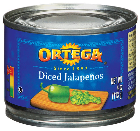 Ortega Diced Jalapeno Peppers - 4 oz. can, 24 cans per case