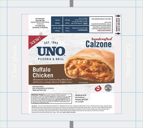 Uno Foods Individual Buffalo Chicken Calzone, 6 Ounce -- 8 per case