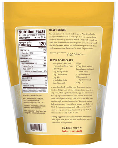 Bobs Red Mill Gluten Free Corn Flour, 22 Ounce Pouch -- 4 per case