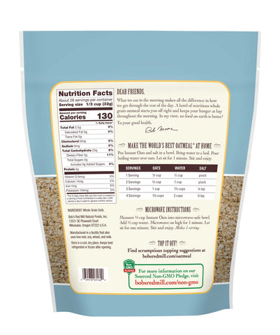 Bobs Red Mill Instant Rolled Oats, 32 Ounce -- 4 per case.
