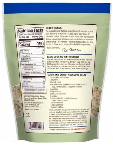 Bobs Red Mill Tri-Color Pearl Couscous, 16 Ounce Pouch -- 4 per case