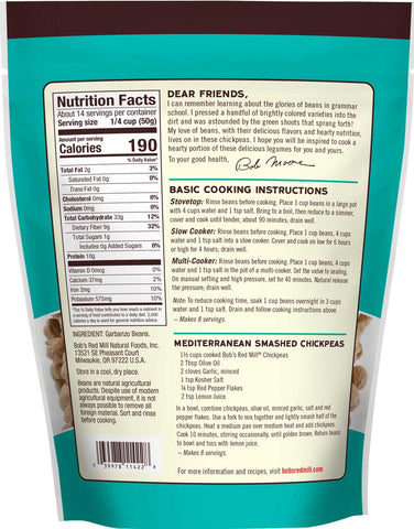 Bobs Red Mill Chickpeas, 25 Ounce -- 4 per case