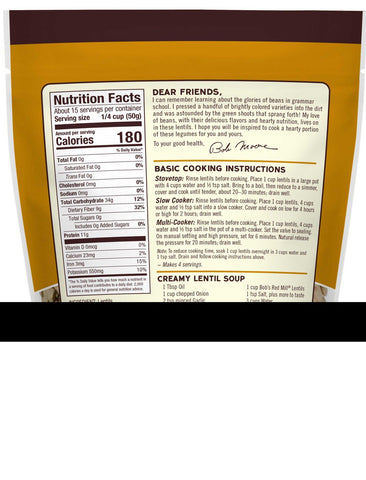 Bobs Red Mill Brown Lentil, 27 Ounce -- 4 per case