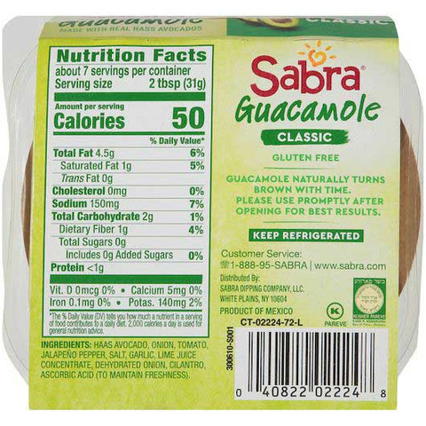 Sabra Classic Guacamole, 8 Ounce -- 8 per case