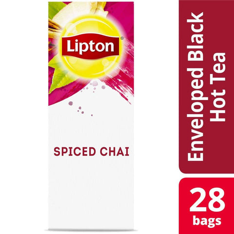 Lipton Spiced Chai Enveloped Hot Tea Bags, 28 count -- 6 per case