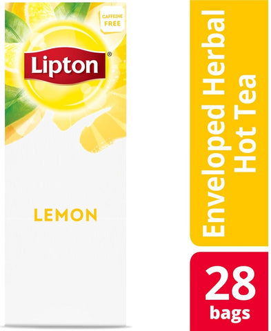 Lipton Lemon Enveloped Hot Tea Bags, 28 count -- 6 per case
