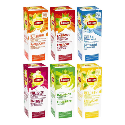 Lipton Black, Green and Herbal Variety Pack Enveloped Hot Tea Bags, 28 count -- 6 per case