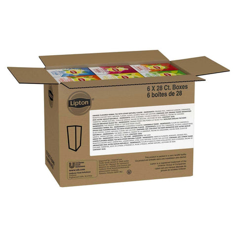 Lipton Black, Green and Herbal Variety Pack Enveloped Hot Tea Bags, 28 count -- 6 per case
