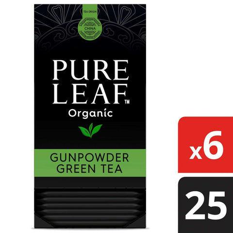 Pure Leaf Organic Gunpowder Green Hot Tea Bags, 25 count per pack -- 6 per case