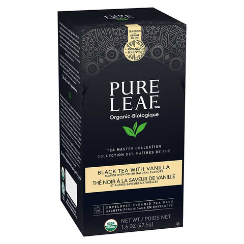 Pure Leaf Organic Black with Vanilla Hot Tea Bags, 25 count per pack -- 6 per case